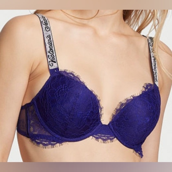 32D3 34D3 Victoria's Secret Shine Strap Lace PushUp Bra Halloween - Picture 1 of 4